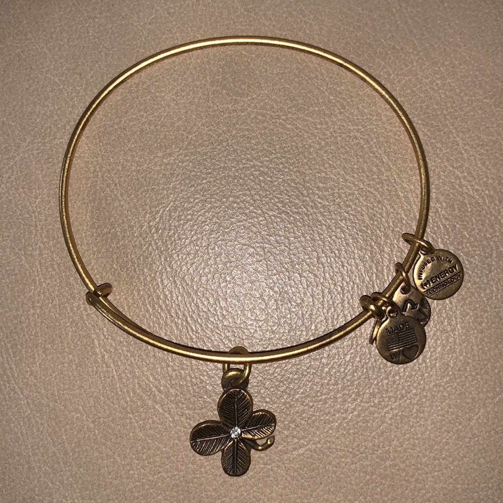 Gold Alex and Ani Shamrock charm bracelet